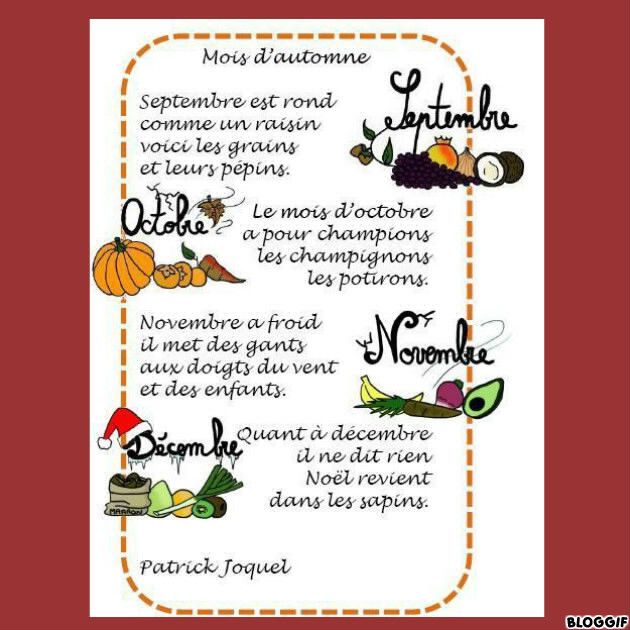 Comptine Des Mois Mois d'automne